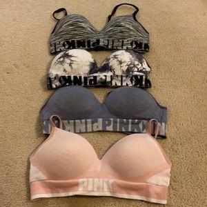 Four PINK Wireless Lightly Lined Bras